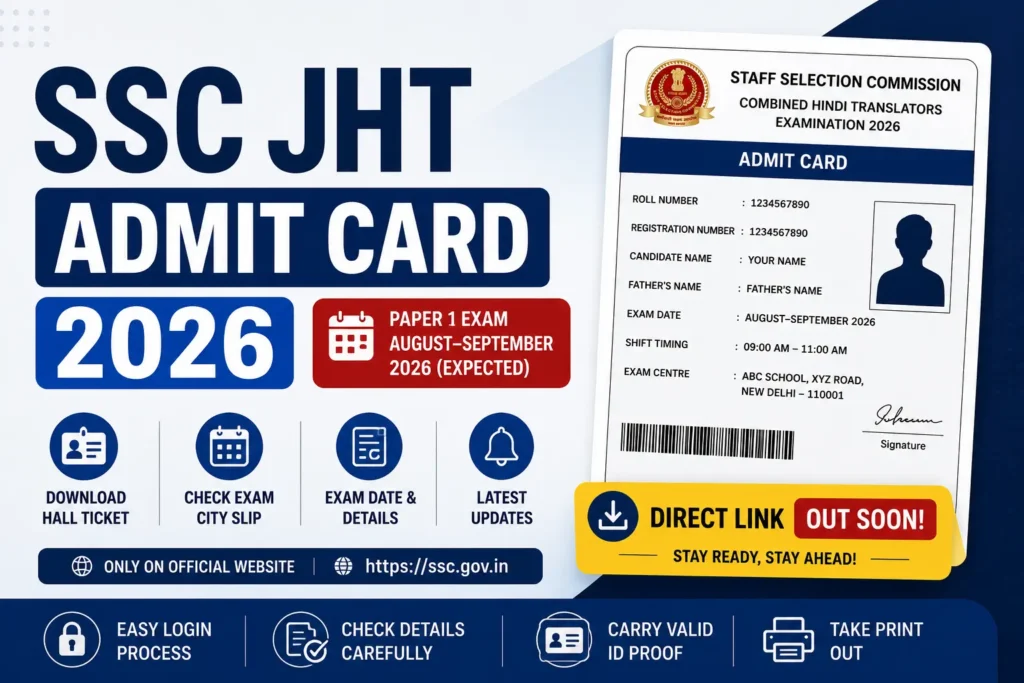 SSC JHT Admit Card 2026